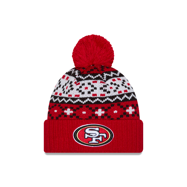Bonnet New Era San Francisco 49ers - Tricoté Rouge Noir - Homme - Pompon - Occasion