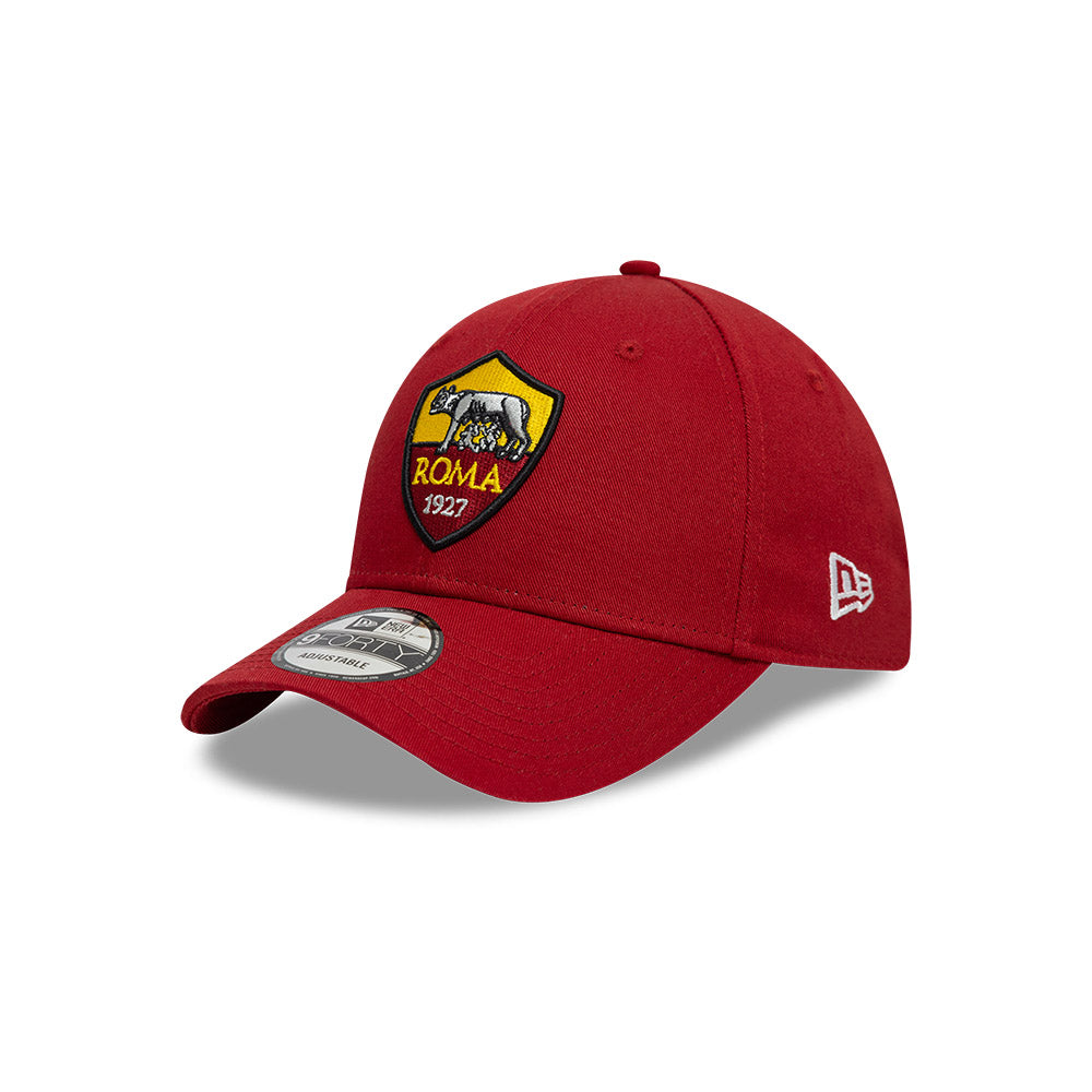 AS Roma 9Forty M Crown Cap - Offizielle Baseballkappe Mit Lupetto Logo | Dunkelrot