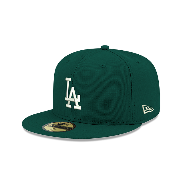 New Era MLB Verde fitted Gorra Los Angeles Dodgers League Essential 59FIFTY Dark Green Stone Fitted Hatstore