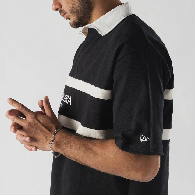 Playera Manga Corta tipo Polo New Era Rugby Negra – New Era Cap México