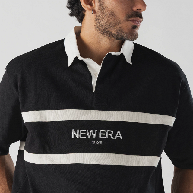 Playera Manga Corta tipo Polo New Era Rugby Negra – New Era Cap México