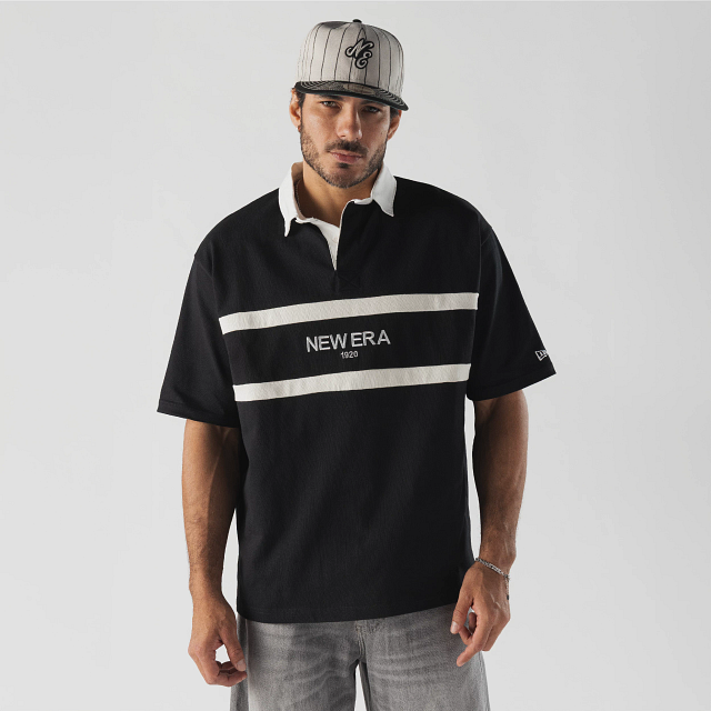 Playera Manga Corta tipo Polo New Era Rugby Negra – New Era Cap México